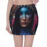 Native Indian Woman Portrait Print Pencil Mini Skirt