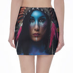 Native Indian Woman Portrait Print Pencil Mini Skirt