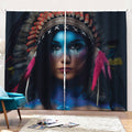 Native Indian Woman Portrait Print Pencil Pleat Curtains