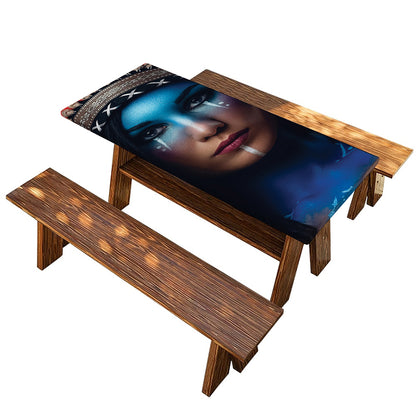 Native Indian Woman Portrait Print Picnic Table Cover