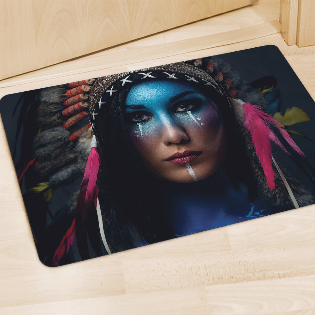 Native Indian Woman Portrait Print Polyester Doormat