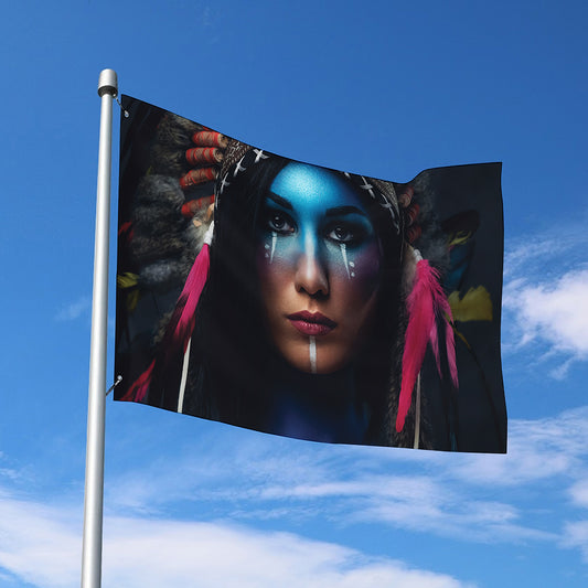 Native Indian Woman Portrait Print Polyester Flag