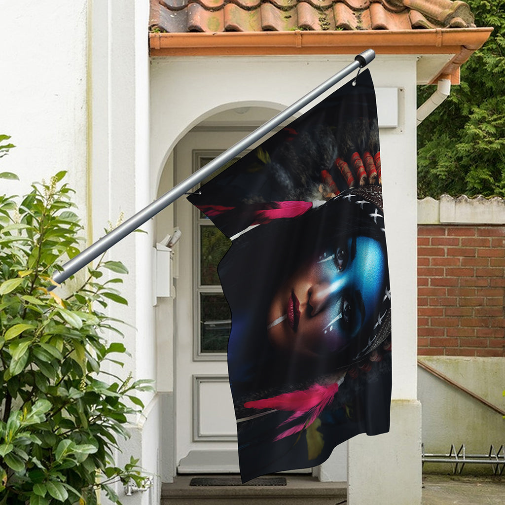 Native Indian Woman Portrait Print Polyester Flag