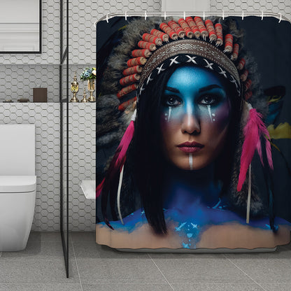Native Indian Woman Portrait Print Polyester Shower Curtain