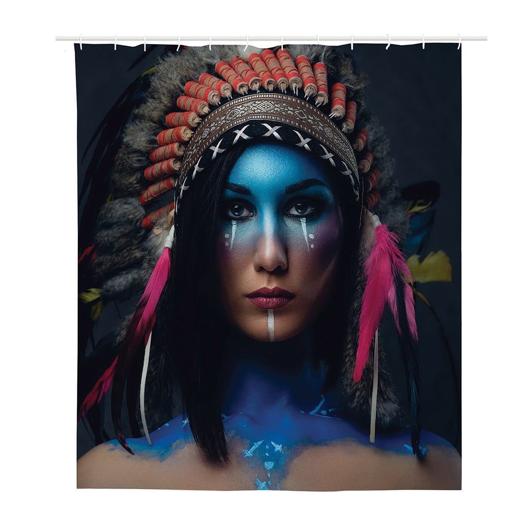 Native Indian Woman Portrait Print Polyester Shower Curtain