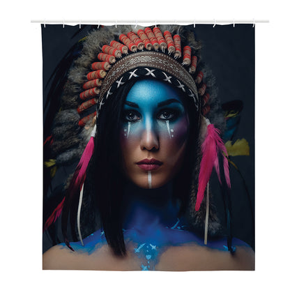 Native Indian Woman Portrait Print Polyester Shower Curtain