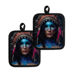 Native Indian Woman Portrait Print Pot Holders