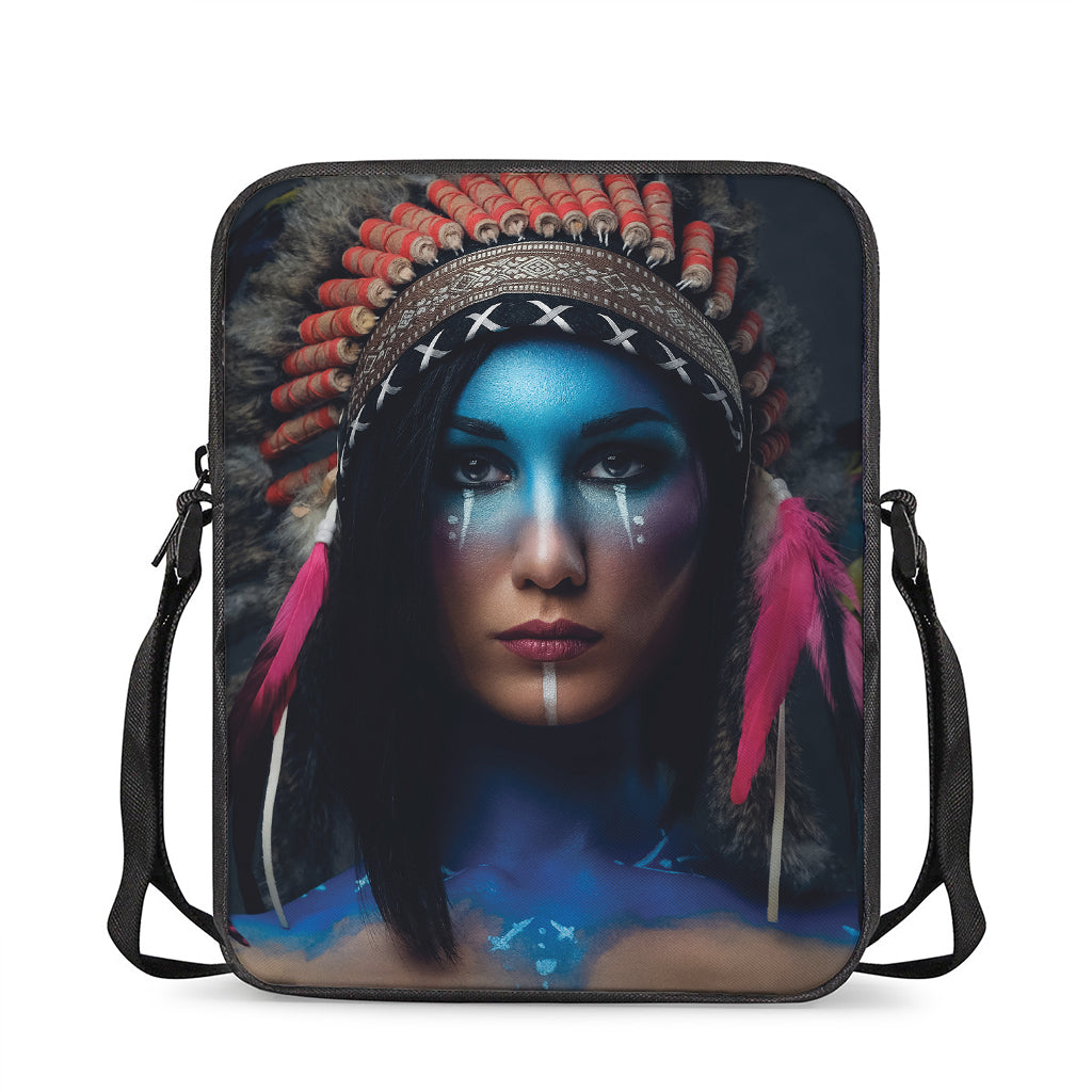 Native Indian Woman Portrait Print Rectangular Crossbody Bag