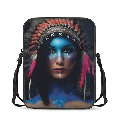 Native Indian Woman Portrait Print Rectangular Crossbody Bag