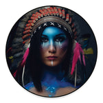 Native Indian Woman Portrait Print Round Floor Mat