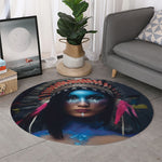 Native Indian Woman Portrait Print Round Rug