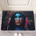 Native Indian Woman Portrait Print Rubber Doormat