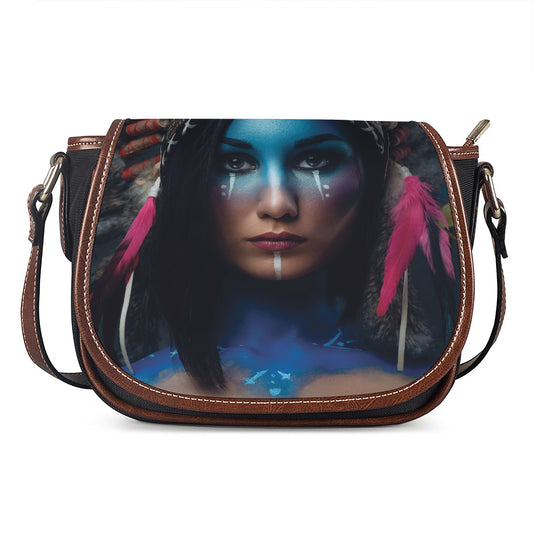 Native Indian Woman Portrait Print Saddle Bag