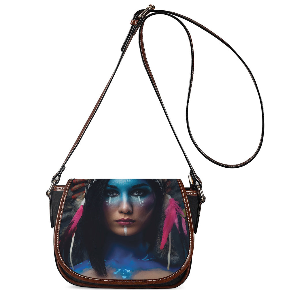 Native Indian Woman Portrait Print Saddle Bag