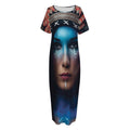 Native Indian Woman Portrait Print Short Sleeve Long Nightdress