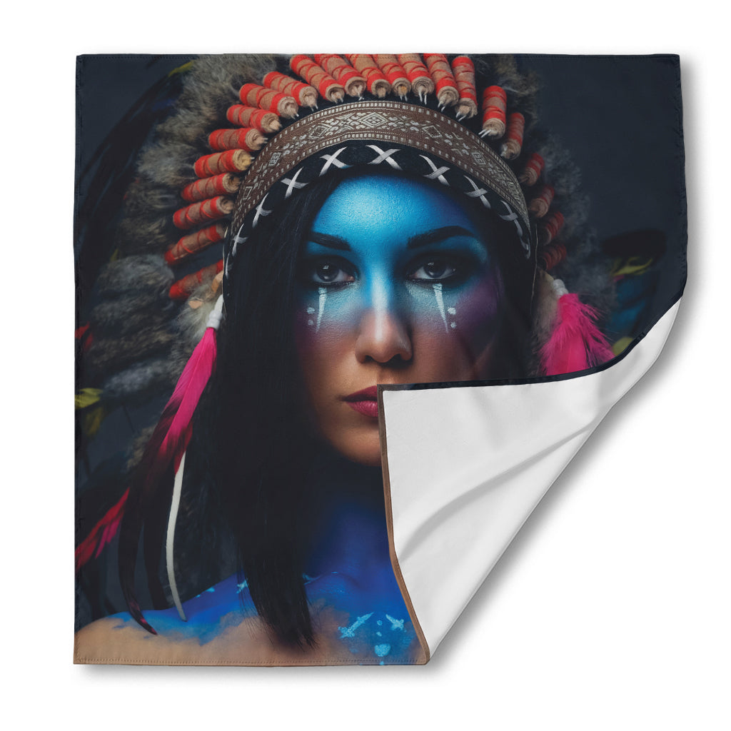 Native Indian Woman Portrait Print Silk Bandana