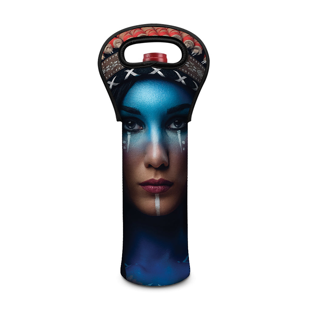 Native Indian Woman Portrait Print Single Neoprene Wine Tote