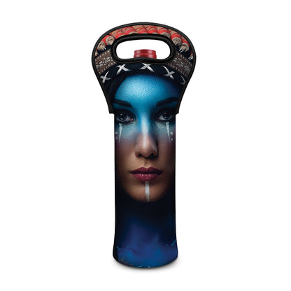 Native Indian Woman Portrait Print Single Neoprene Wine Tote