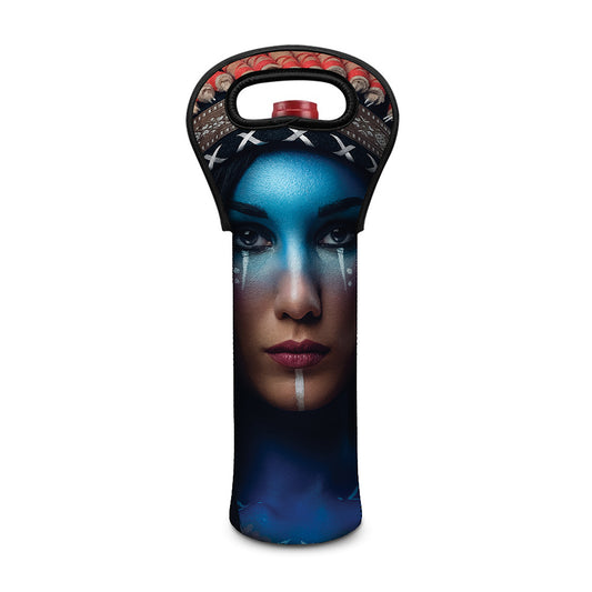Native Indian Woman Portrait Print Single Neoprene Wine Tote