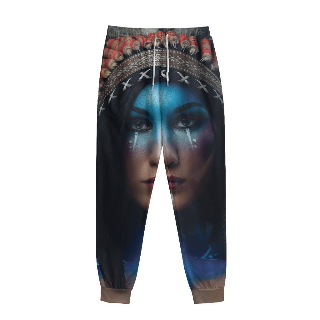 Native Indian Woman Portrait Print Sweatpants