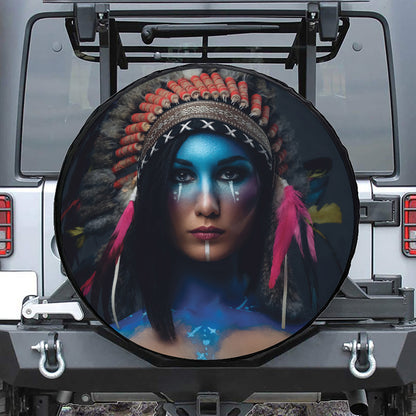 Native Indian Woman Portrait Print Tire Cover