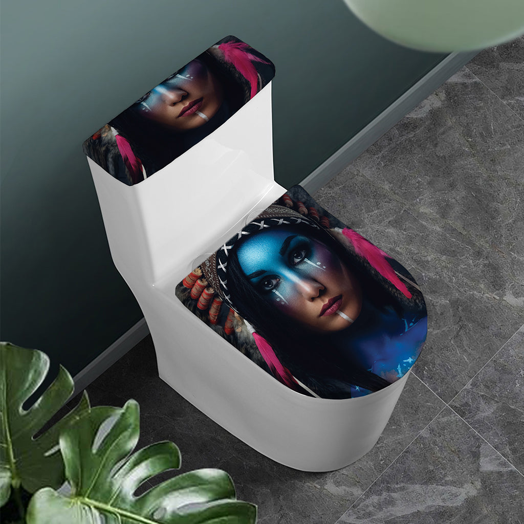 Native Indian Woman Portrait Print Toilet Lid And Tank Cover Set