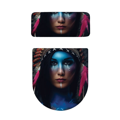 Native Indian Woman Portrait Print Toilet Lid And Tank Cover Set