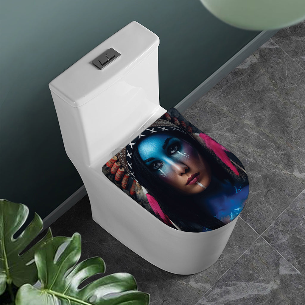 Native Indian Woman Portrait Print Toilet Lid Cover