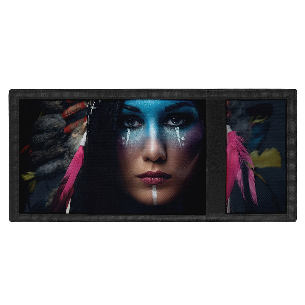 Native Indian Woman Portrait Print Trifold Wallet