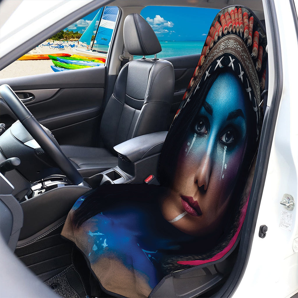 Native Indian Woman Portrait Print Waterproof Car Seat Cover