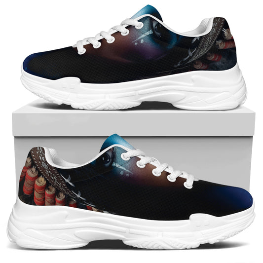 Native Indian Woman Portrait Print White Chunky Shoes