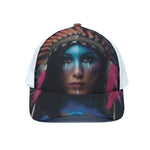 Native Indian Woman Portrait Print White Mesh Trucker Cap