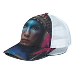 Native Indian Woman Portrait Print White Mesh Trucker Cap