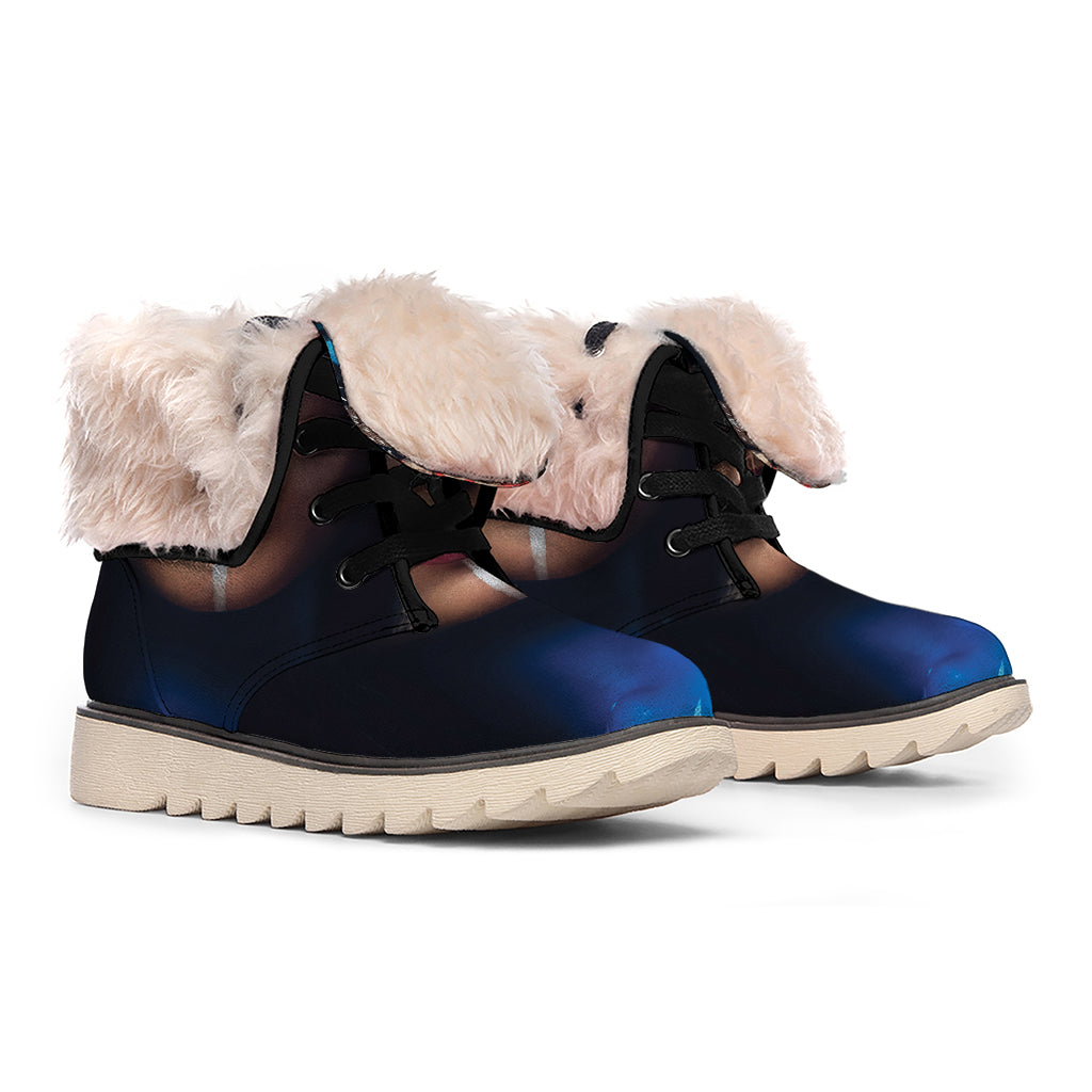 Native Indian Woman Portrait Print Winter Boots