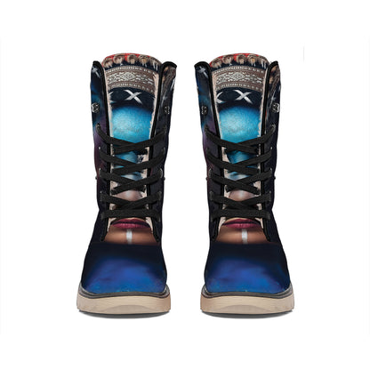 Native Indian Woman Portrait Print Winter Boots