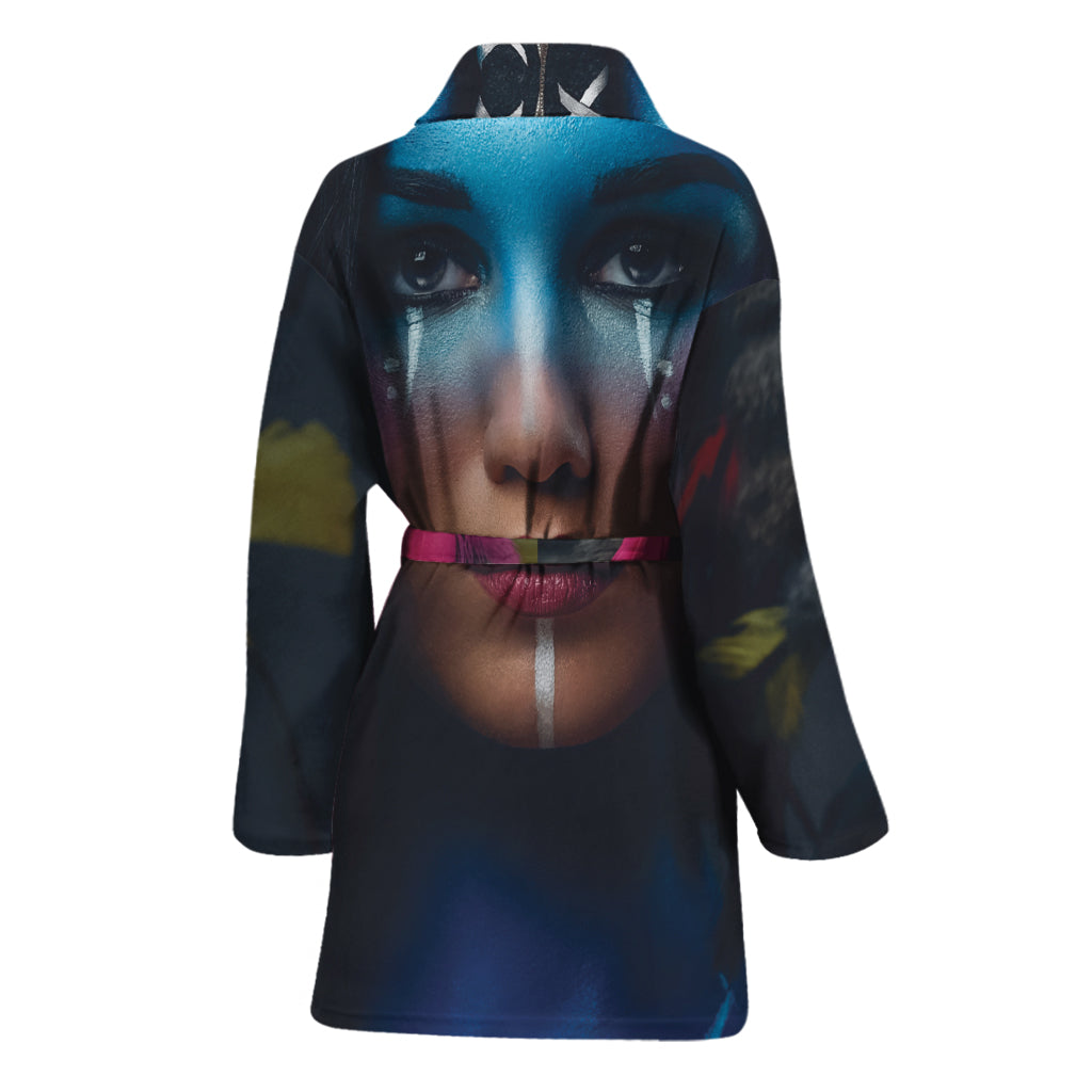 Native Indian Woman Portrait Print Women's Bathrobe
