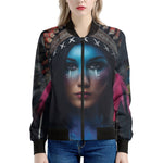 Native Indian Woman Portrait Print Women's Bomber Jacket