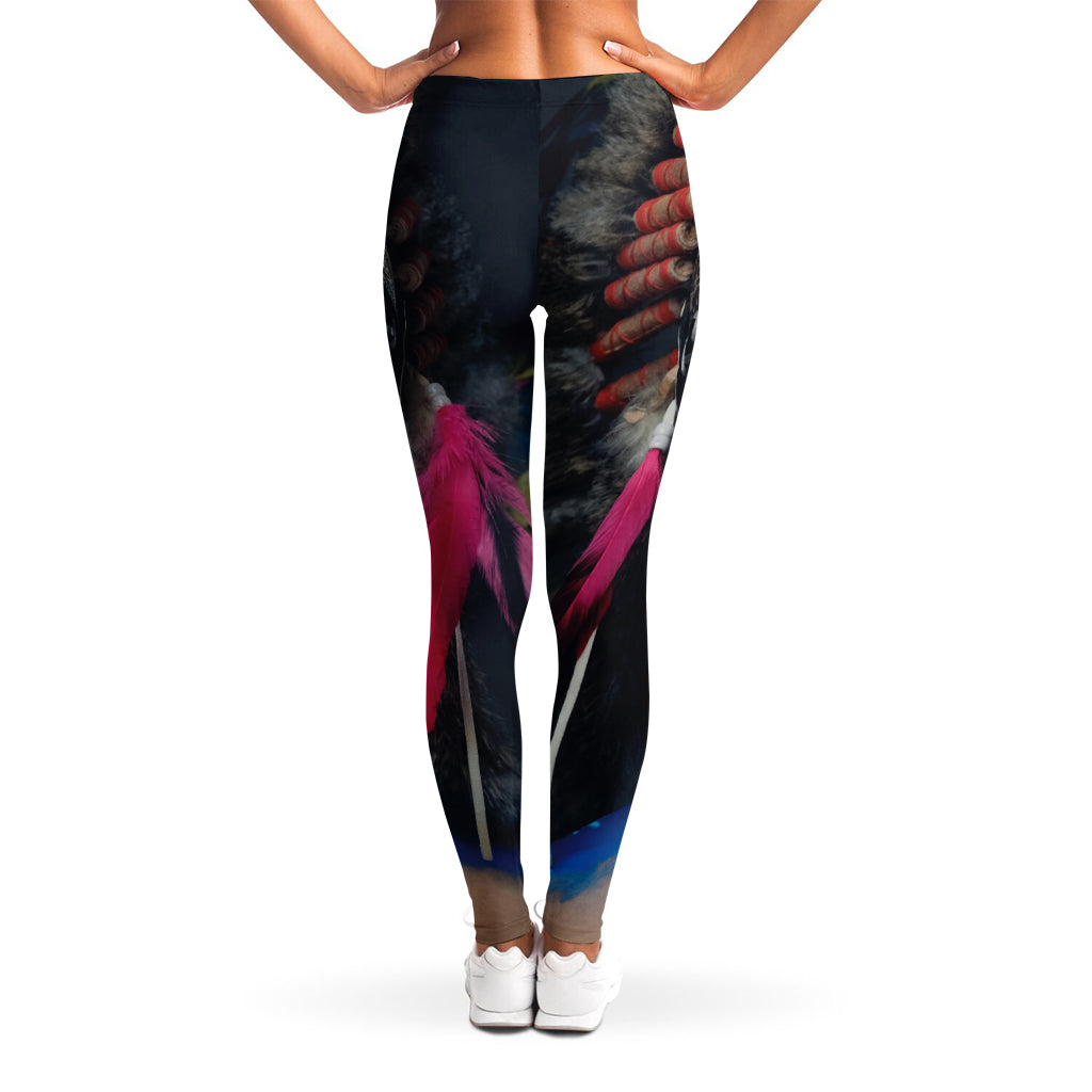 Native Indian Woman Portrait Print Women's Leggings