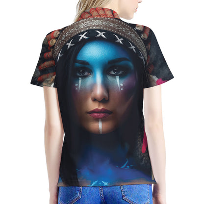 Native Indian Woman Portrait Print Women's Polo Shirt