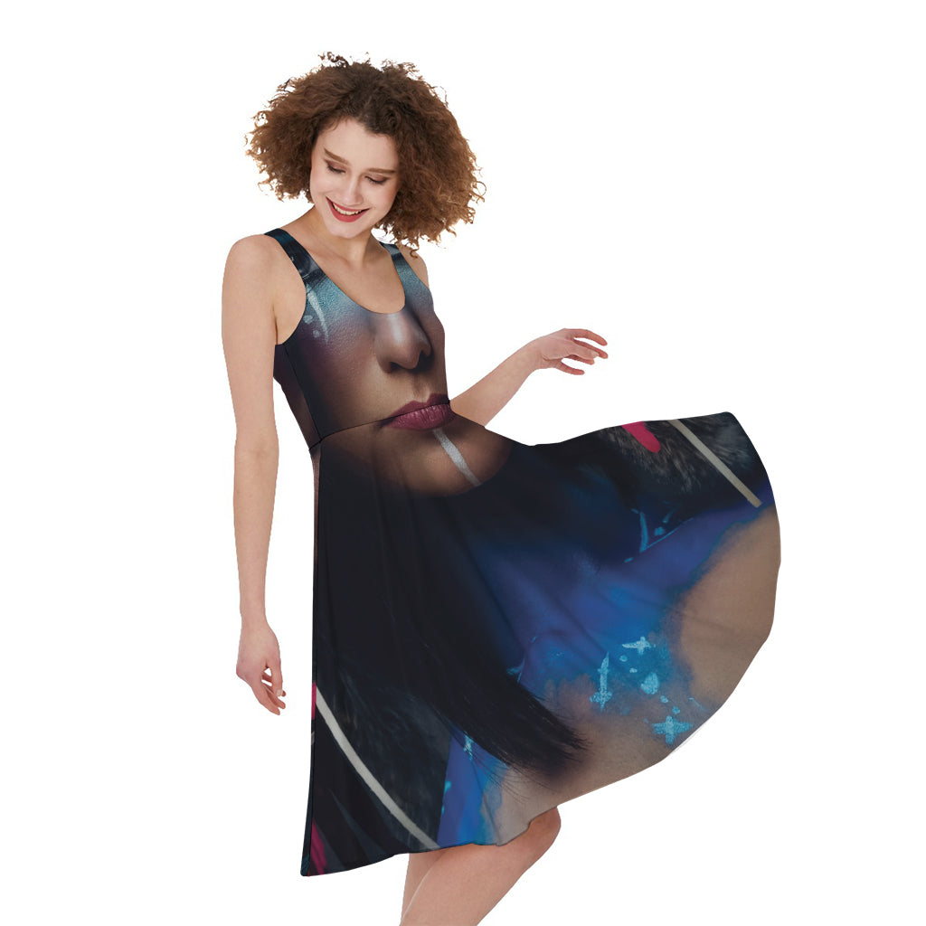 Native Indian Woman Portrait Print Women's Sleeveless Dress
