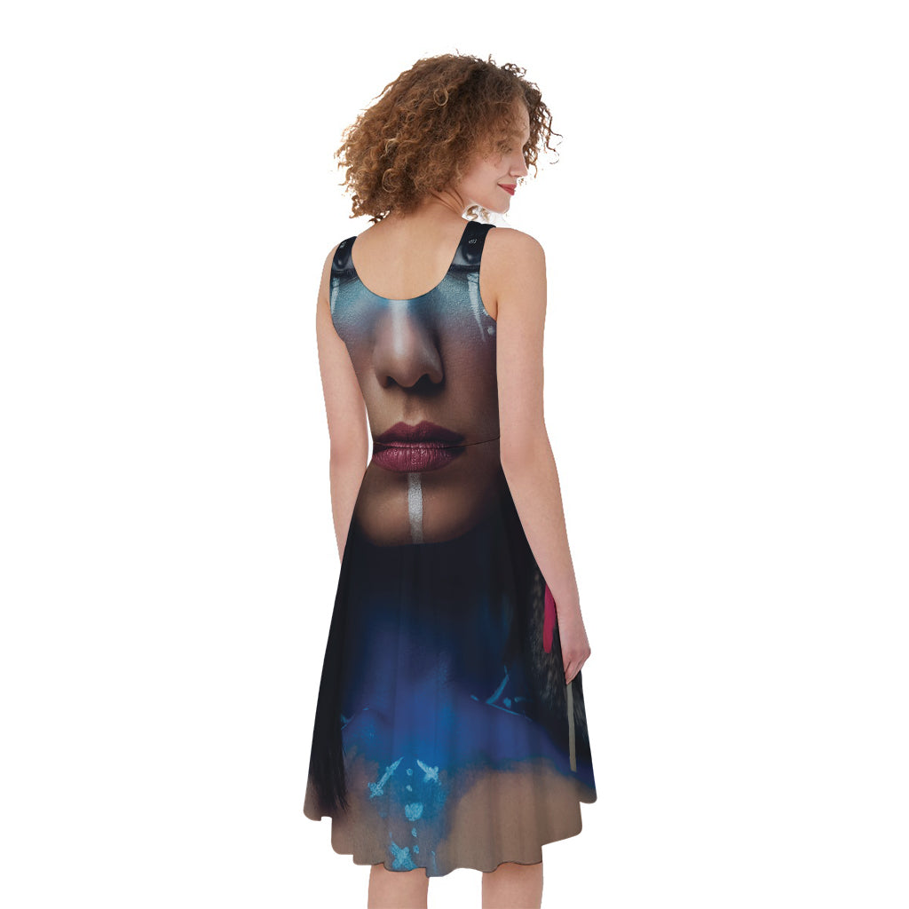 Native Indian Woman Portrait Print Women's Sleeveless Dress