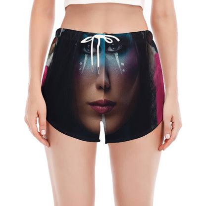 Native Indian Woman Portrait Print Women's Split Running Shorts