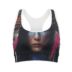 Native Indian Woman Portrait Print Women's Sports Bra