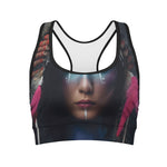 Native Indian Woman Portrait Print Women's Sports Bra