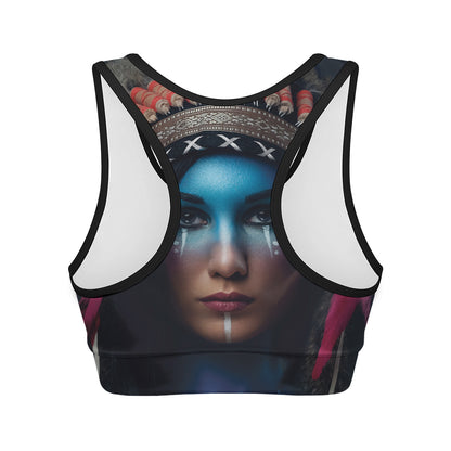 Native Indian Woman Portrait Print Women's Sports Bra