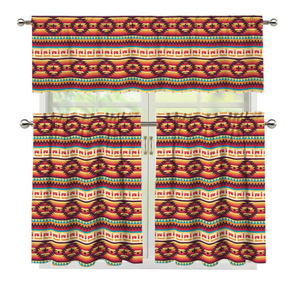 Native Inspired Pattern Print 3 Piece Kitchen Curtains