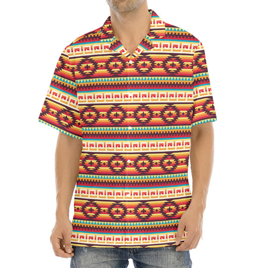 Native Inspired Pattern Print Aloha Shirt