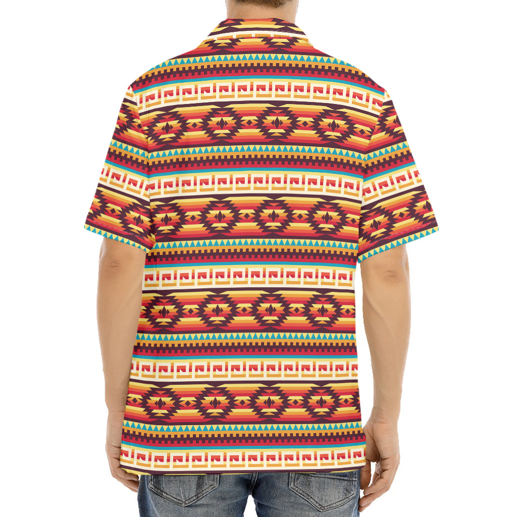 Native Inspired Pattern Print Aloha Shirt