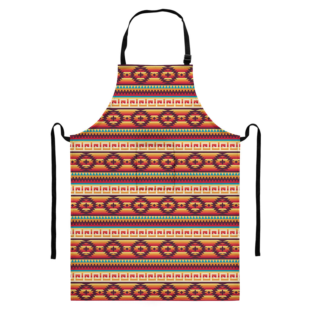 Native Inspired Pattern Print Bib Apron With Pocket