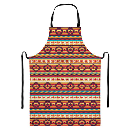 Native Inspired Pattern Print Bib Apron With Pocket
